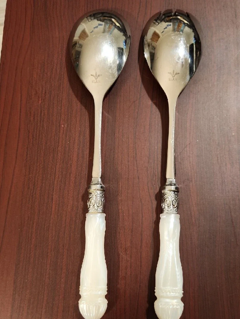 Southern Living @ Home Camden collection salad serving utensils with faux mother